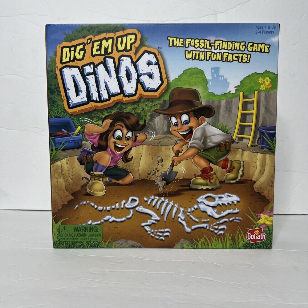 GOLIATH GAMES - Dig ‘Em Up Dinos Fossil Finding, Dino Building Game 2-4 Players